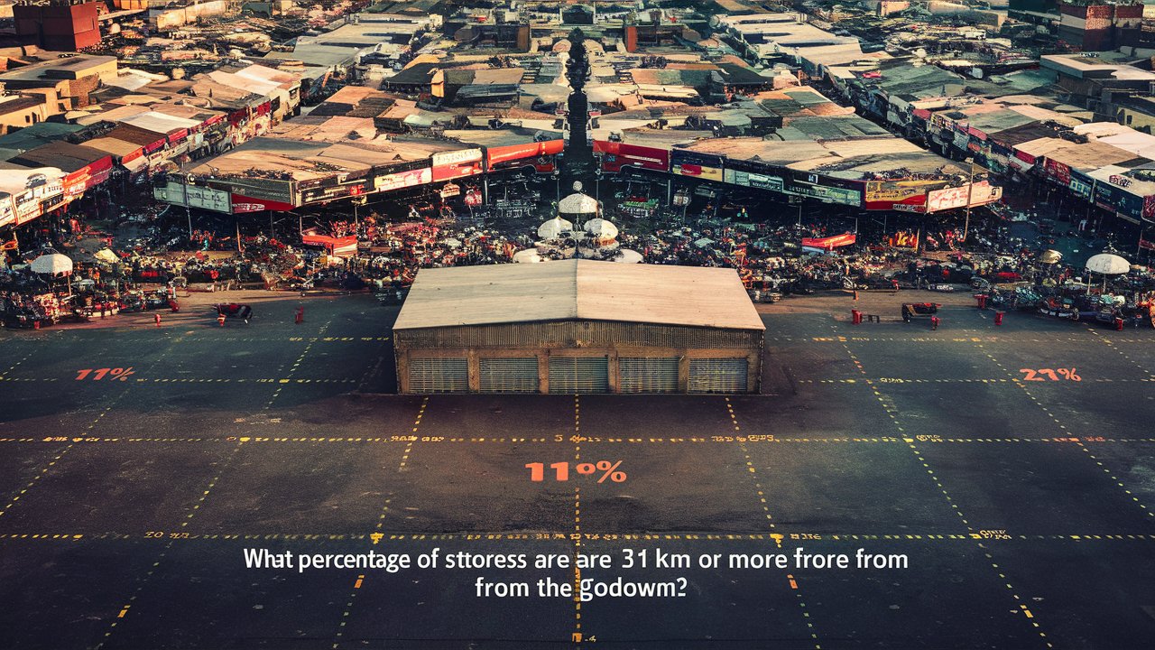 3. what percentage of stores are 31 km or more from the go down?